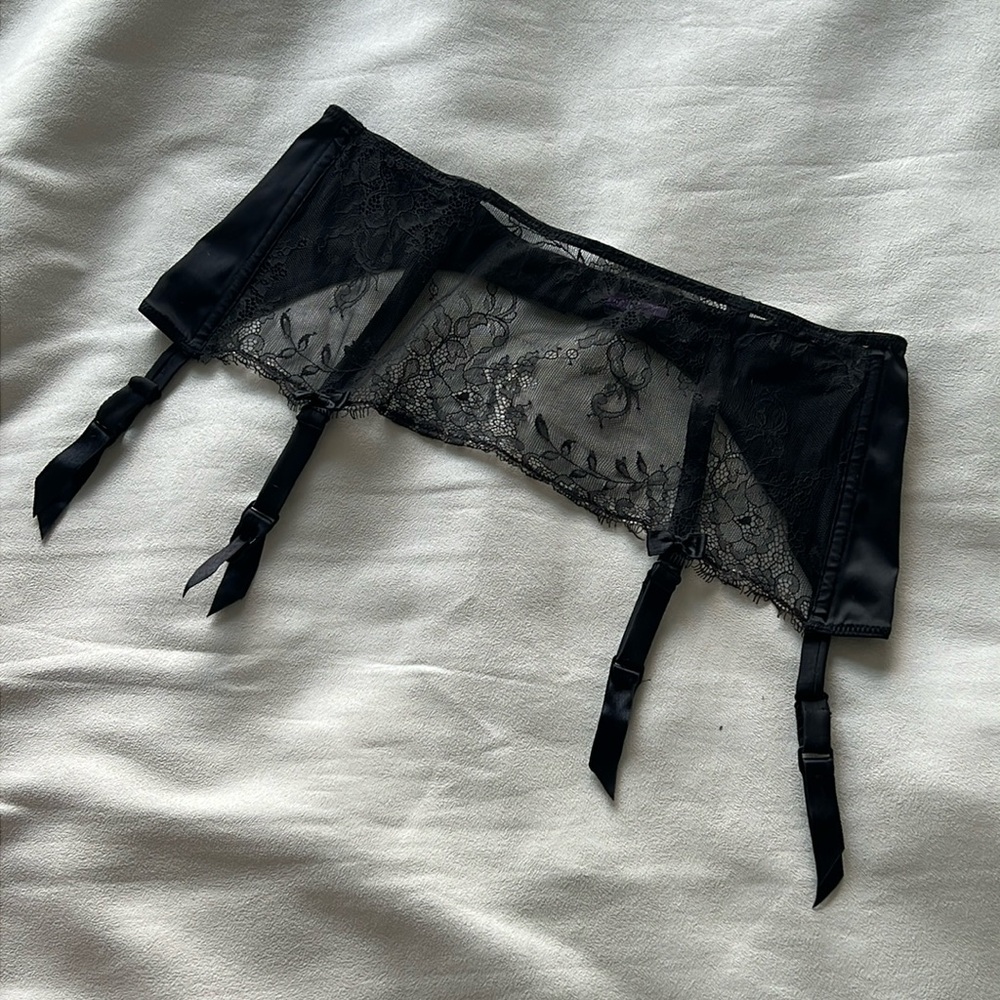 Maison Close satin and lace longline suspender - size medium